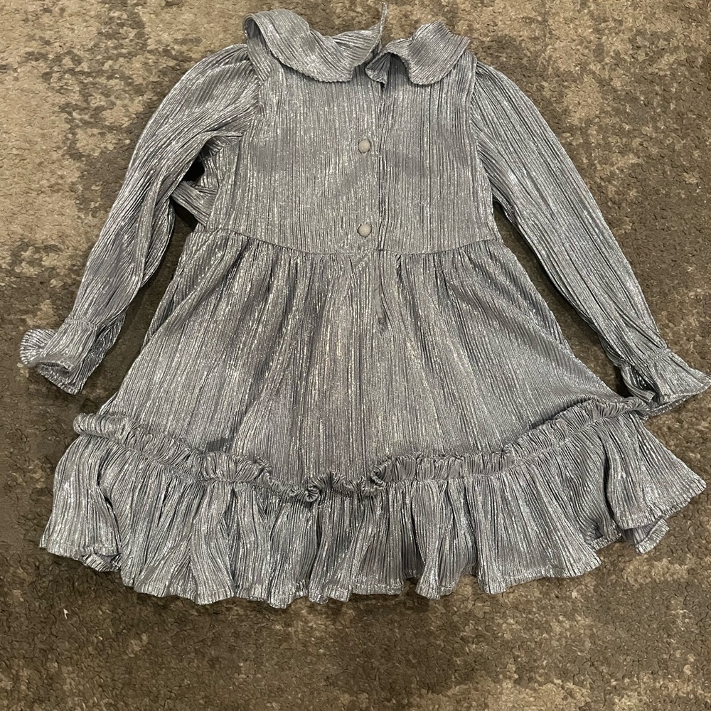 Janie and Jack Metallic Silver Dress 2T - Picture 2 of 3